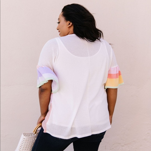 Glass Half Full Pastel Color Block Striped Top - Picture 4 of 8